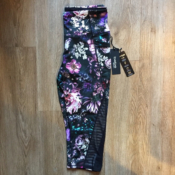 bebe sport Floral Mesh Capri Yoga Workout Leggings - Picture 7 of 8